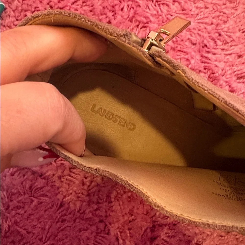 Lands End Suede Booties Taupe Brown Size 11